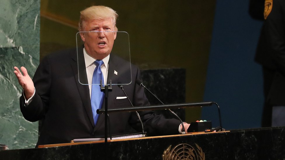 US President Donald Trump at the UN General Assembly in New York, 19 September