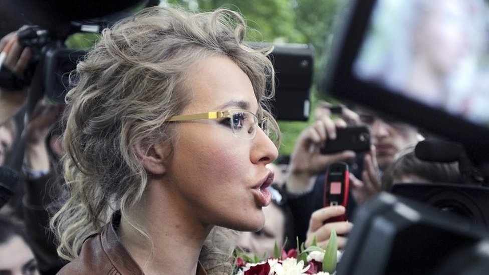 TV host and opposition activist Ksenia Sobchak during a protest against the inauguration of Vladimir Putin, in Moscow (11 May 2012)