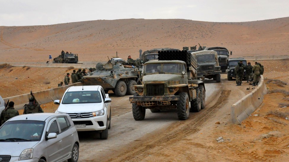 قوافل الجيش السوري في تدمر