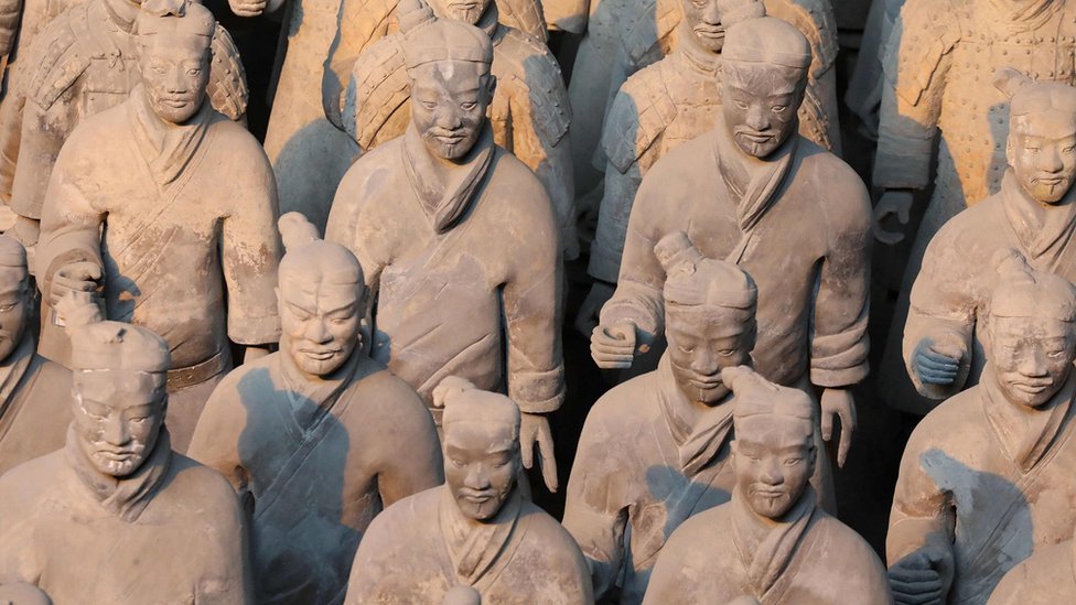 Los famosos guerreros de terracota de China.