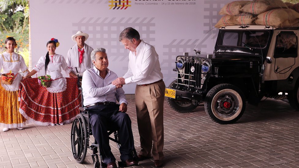 Encuentro entre los presidentes de Ecuador, Lenín Moreno, y Colombia, Juan Manuel Santos.