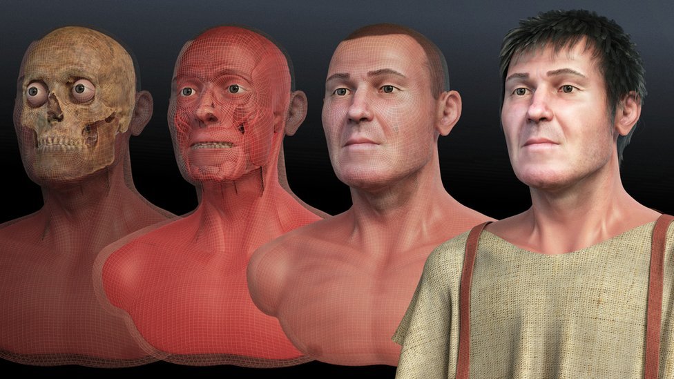 Fases de la reconstrucción facial de San Valentín