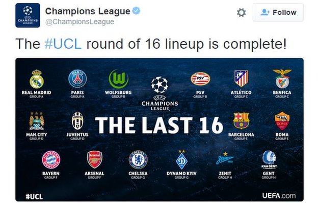 Champions League tweet