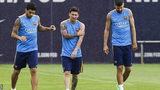 Luis Suarez, Lionel Messi, Gerard Pique