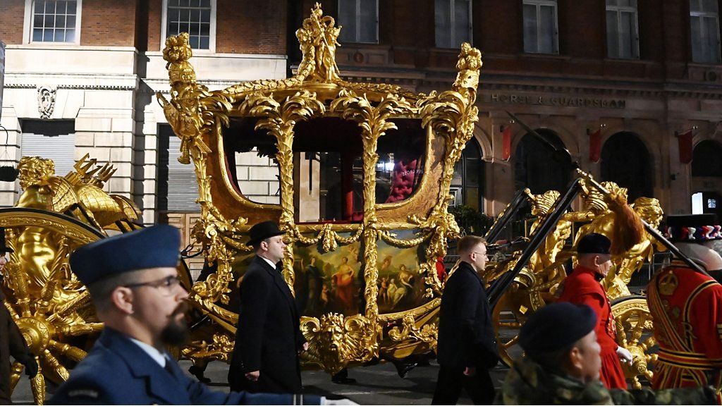 Watch first public outing for King's golden carriages