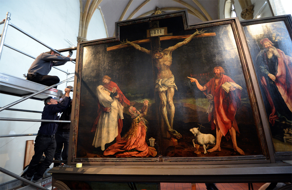 Jesús crucificado en un cuadro del pintor alemán Matthias Grunewald, del siglo XVI.