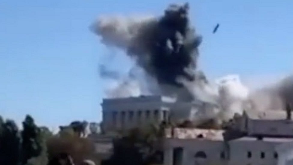 Watch: Moment missile hits Russia's Black Sea fleet HQ