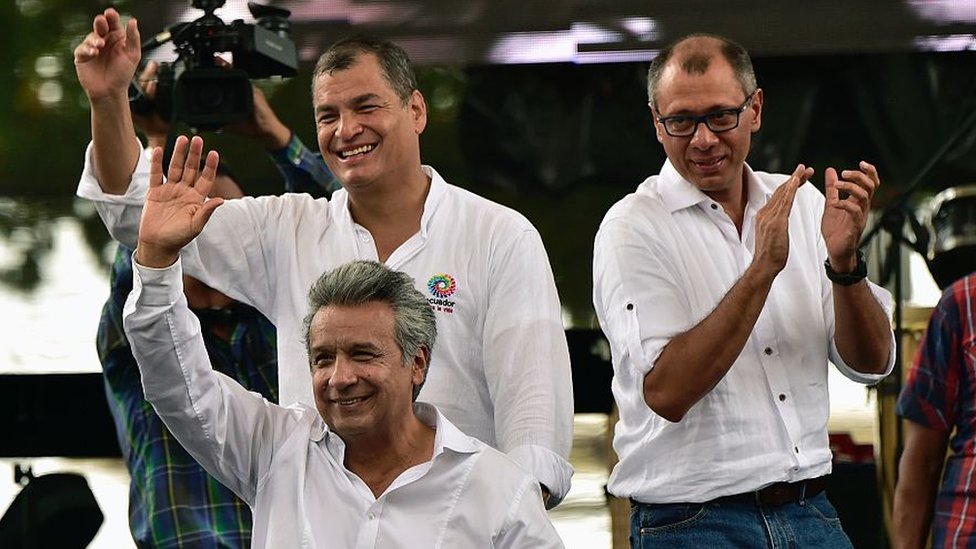 Lenín Moreno, Jorge Glas y Rafael Correa