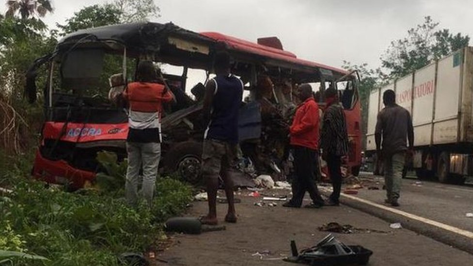 Ghana bus crash: Dozens killed after two buses collide in Bono East