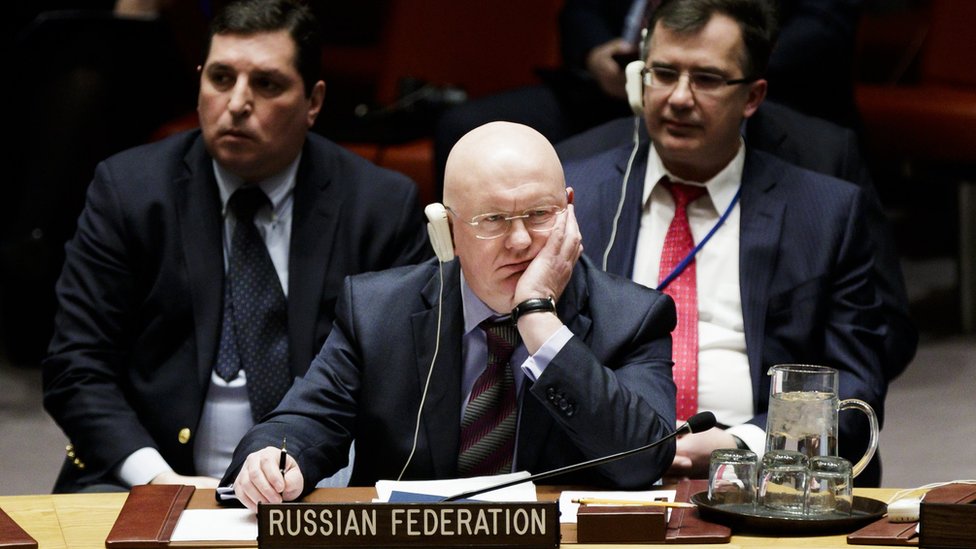 المندوب الروسي خلال جلسة مجلس الأمن الدولي