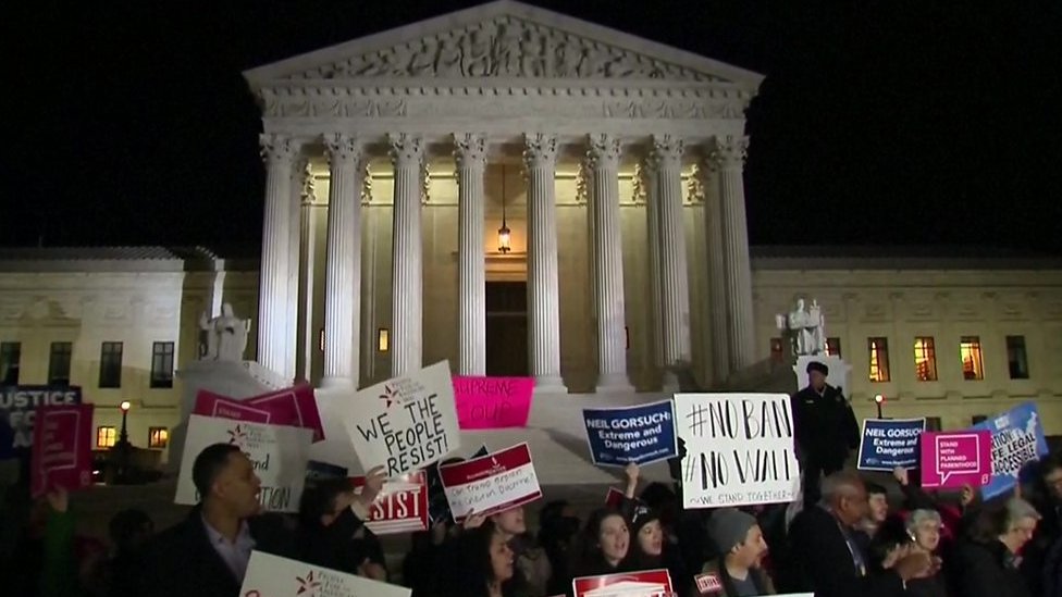 Protests greet Donald Trump's nomination of Neil Gorsuch