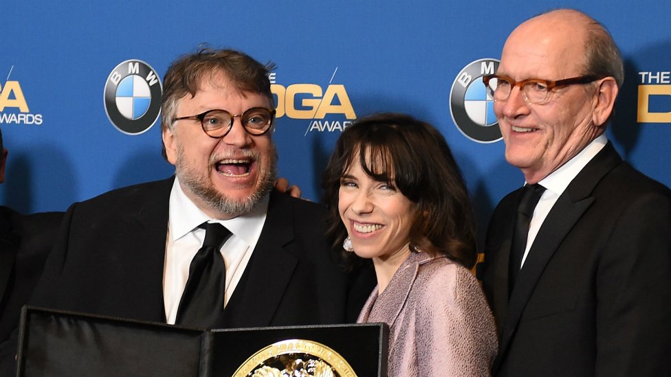 Guillermo del Toro, Sally Hawkins y Richard Jenkins (de izquierda a derecha).