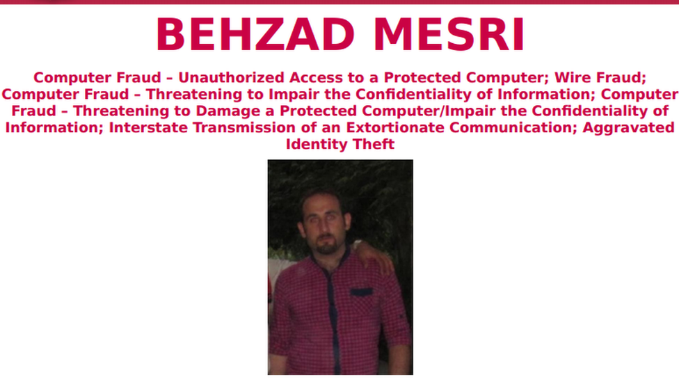 Perfil de Behzad Mesri en los más buscados del FBI (Foto: FBI)