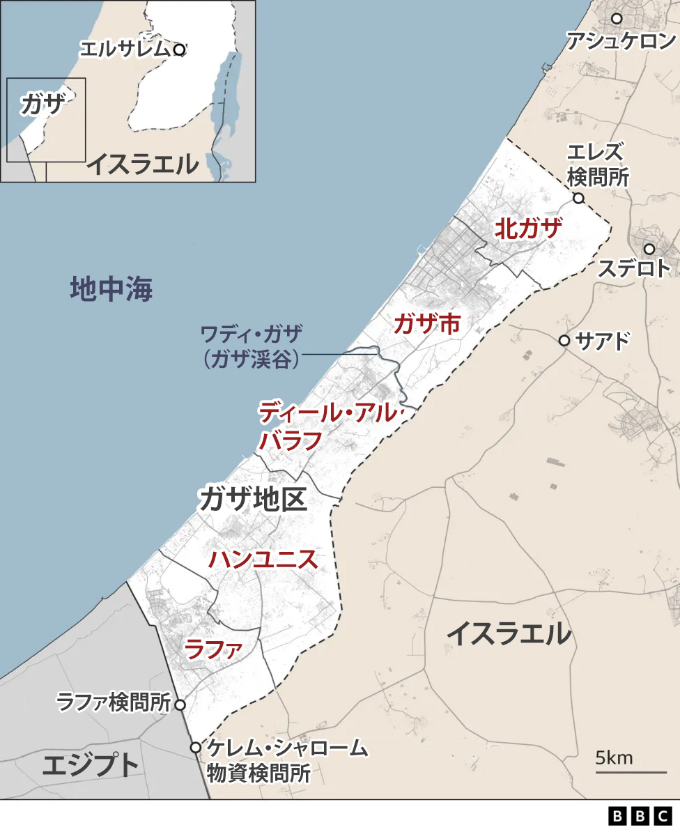 イスラエル、ガザ南部の地上作戦を強化 地図示し避難指示 - BBC