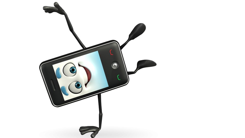 Comic de celular feliz