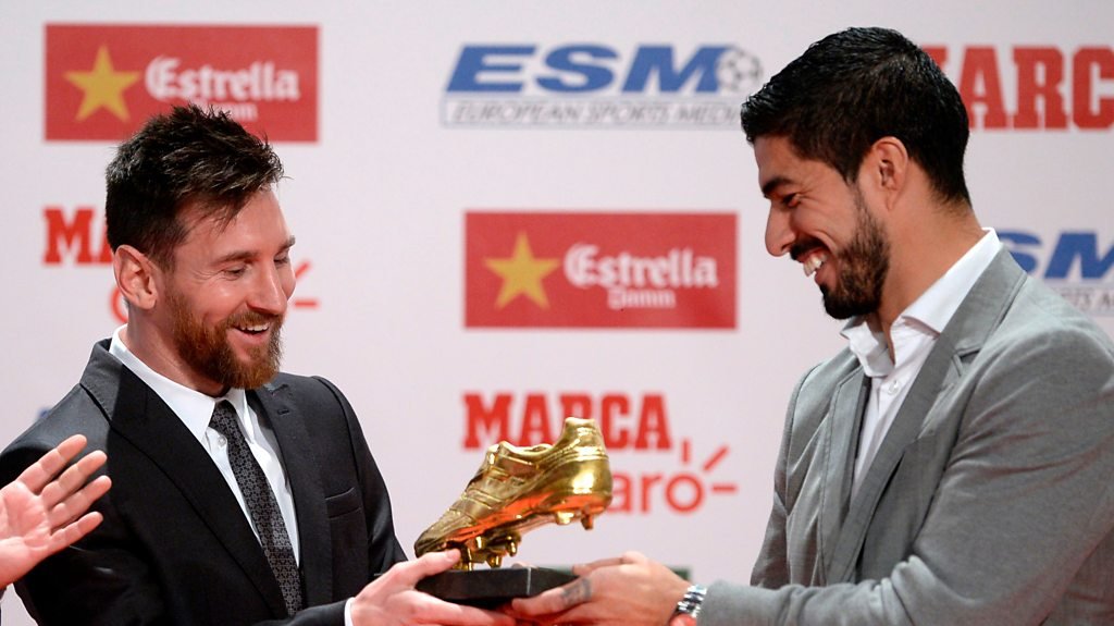 Watch: Messi's fourth Golden Shoe award brings him level with Ronaldo