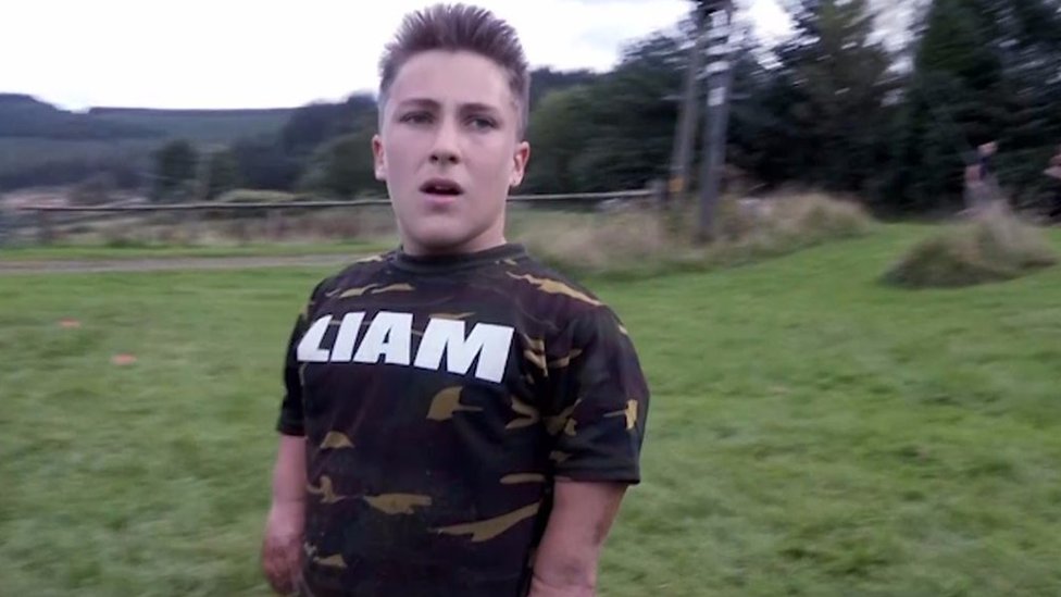 Liam durante un entrenamiento