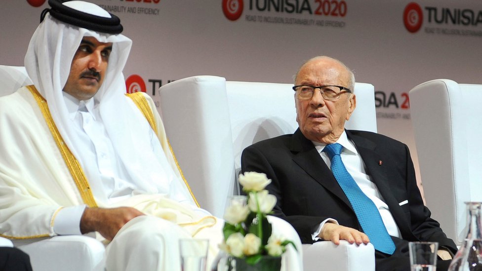 أمير قطر تميم بن حمد أل ثاني، والرئيس التونسي باجي قاد السبسي