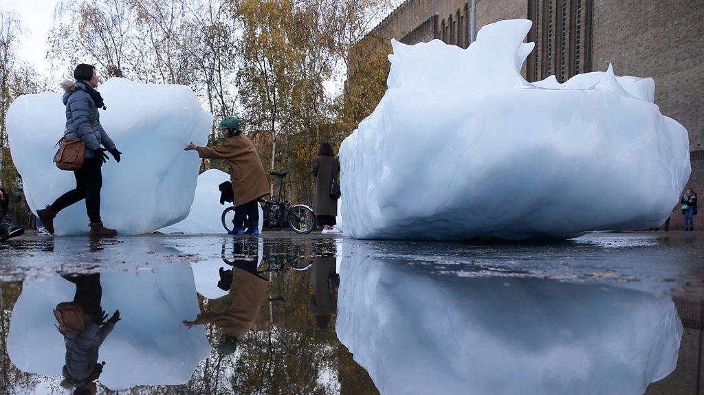 Melting ice art installation opens at London's Tate Modern