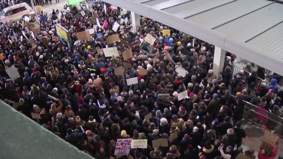 Trump executive order: Calls of 'let them in' at airport protests