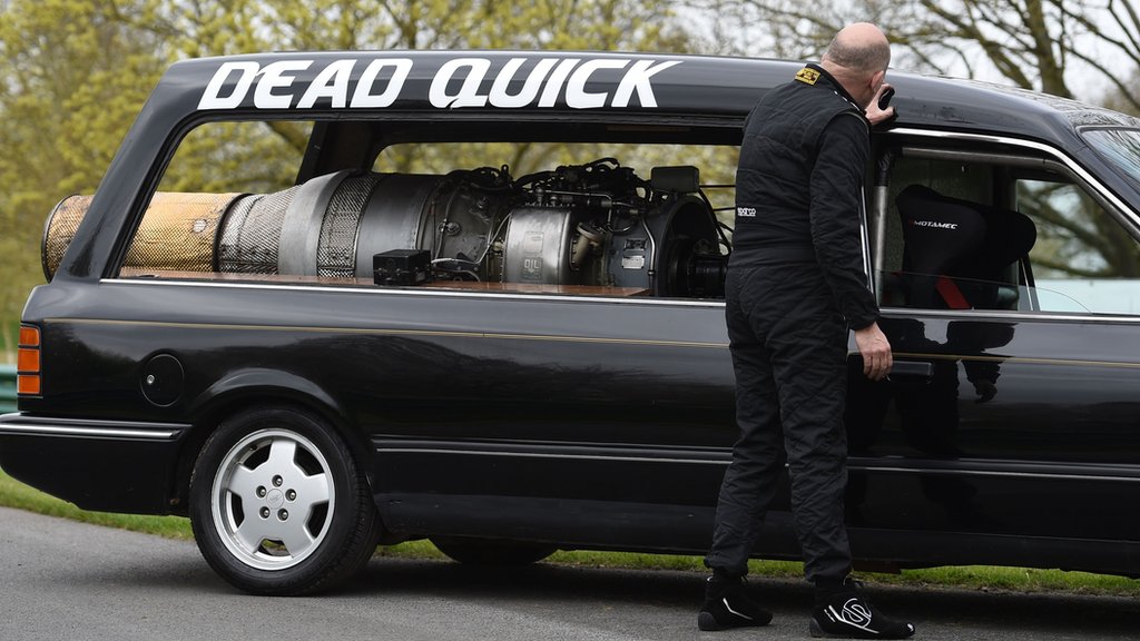Jet-powered hearse Dead Quick makes debut - BBC News