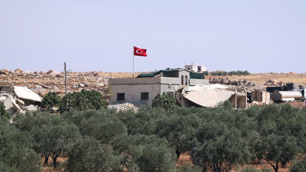 İdlib'deki Maar Hitat yakınında bulunan Türk gözlem noktası