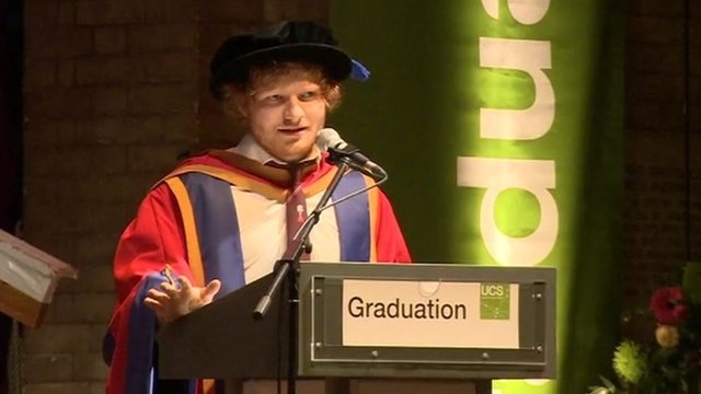 Ed Sheeran collecting his honorary degree