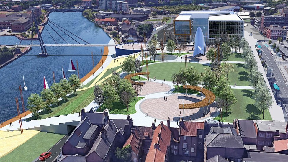 Stockton 'riverside park' to replace shopping centre approved BBC News