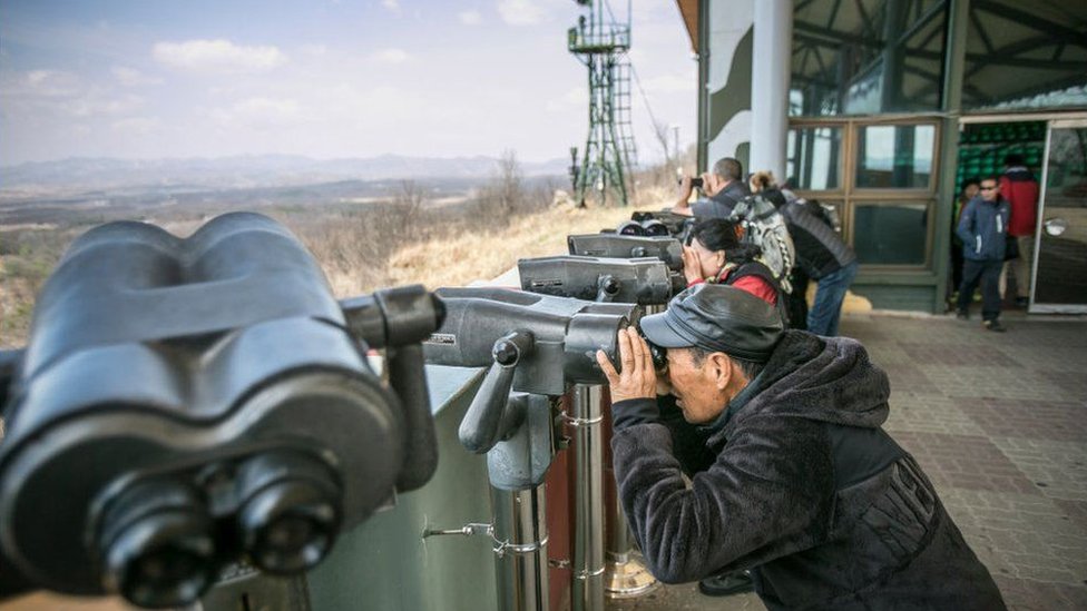 Foto de la mayoría de surcoreanos solo pueden ver Corea del Norte desde la distancia.