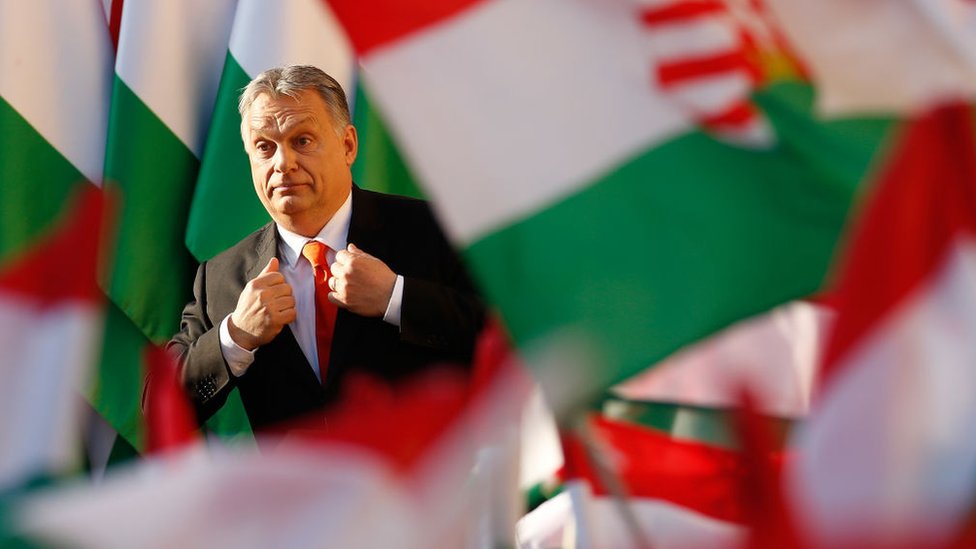 Виктор Орбан гуляет среди венгерских флагов