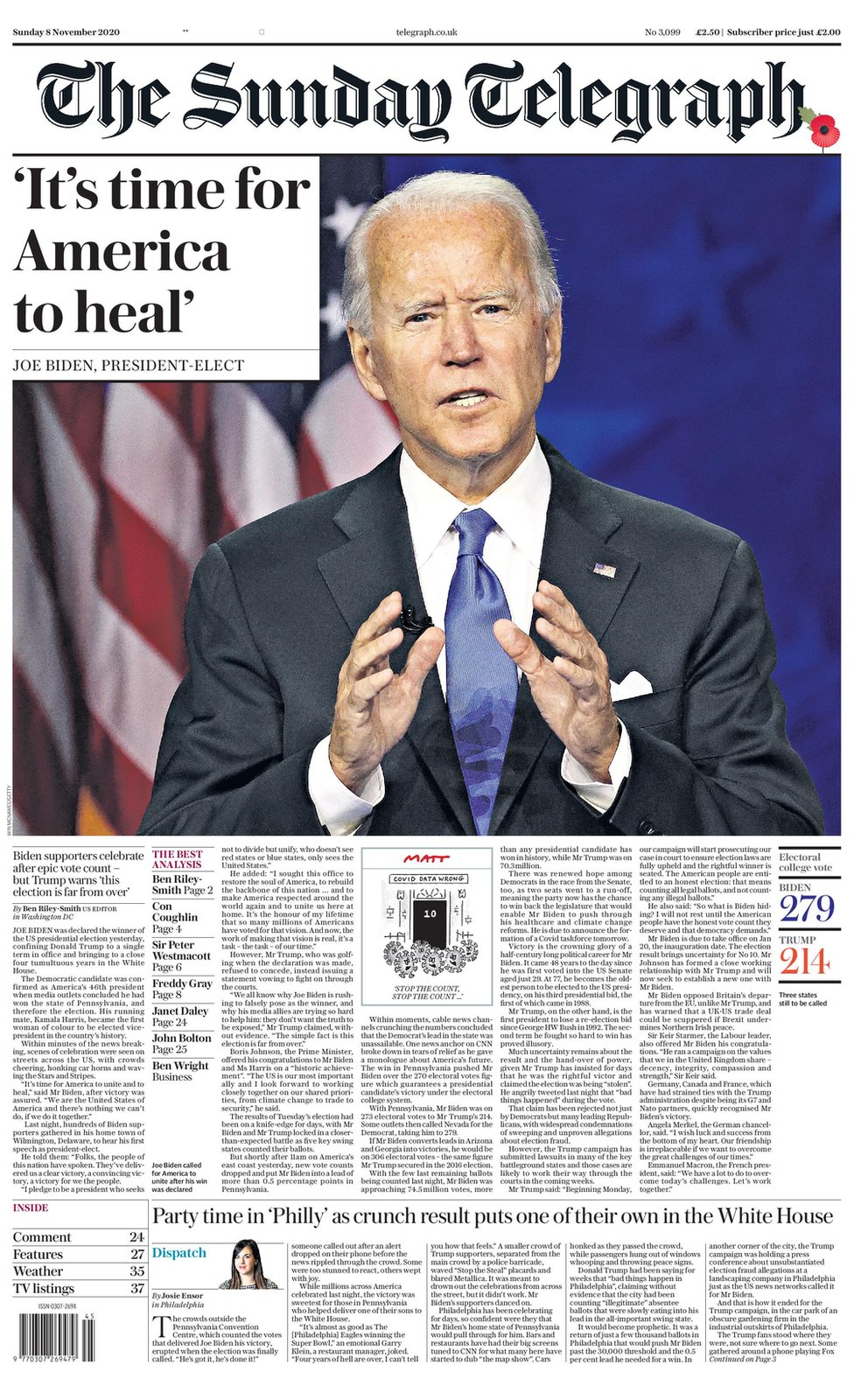 Scotland's papers: 'Trump dumped' as Biden vows to 'unite and heal ...