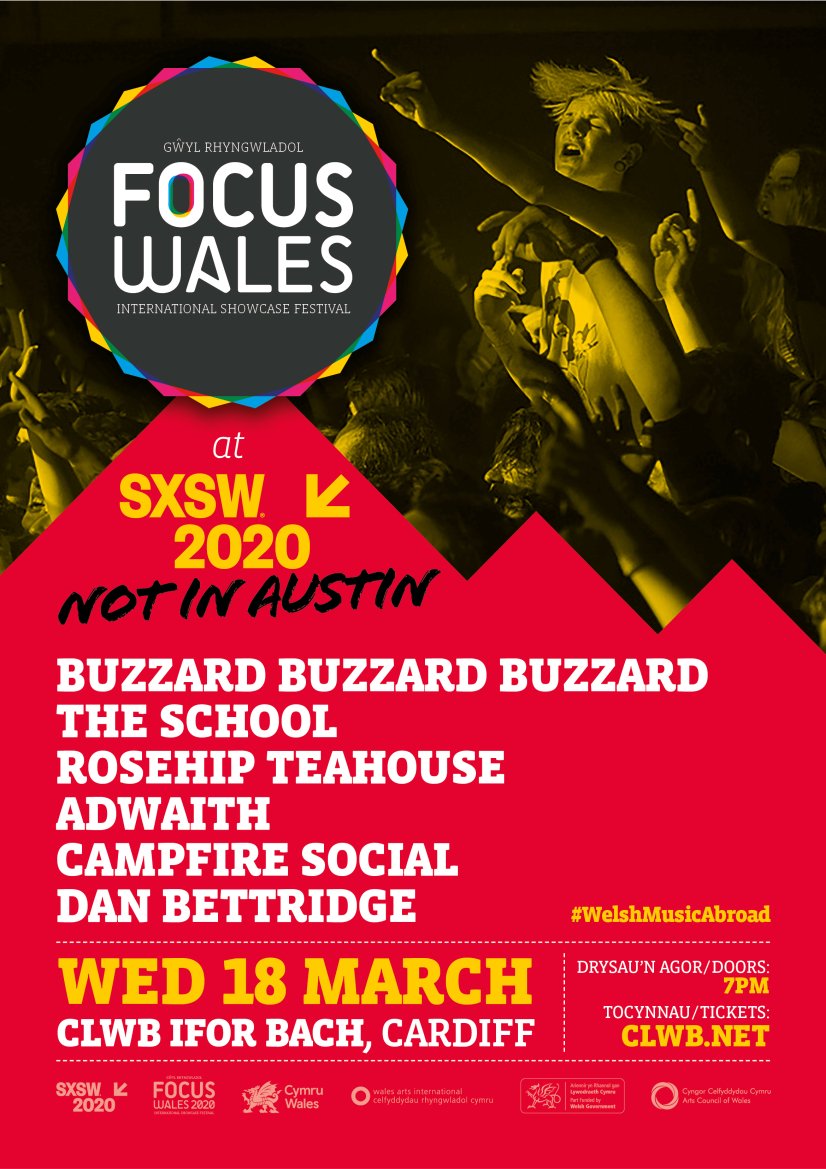 Плакат Focus Wales для мероприятия «Not in Austin» в Кардиффе