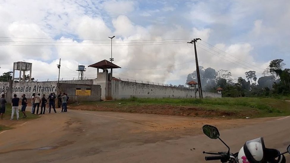 A handout photo made available by XINGU 230 shows a group of journalist waiting outside of a prison in Altamira, state of Para, Brazil, 29 July 2019
