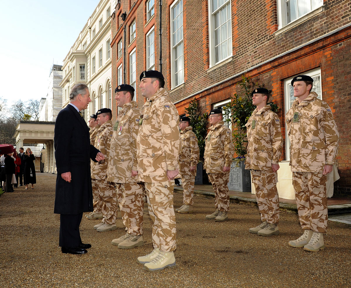 Prince Charles presented Afghanistan Service Medals to soldiers in the garden of Clarence House, 2010