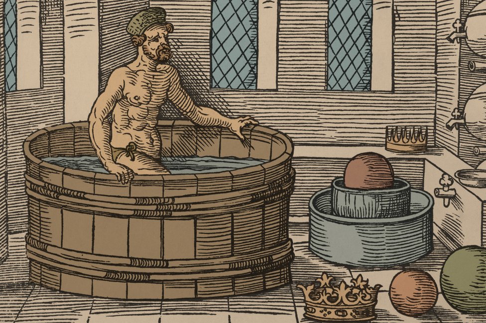Dibujo de Arquímedes en la bañera