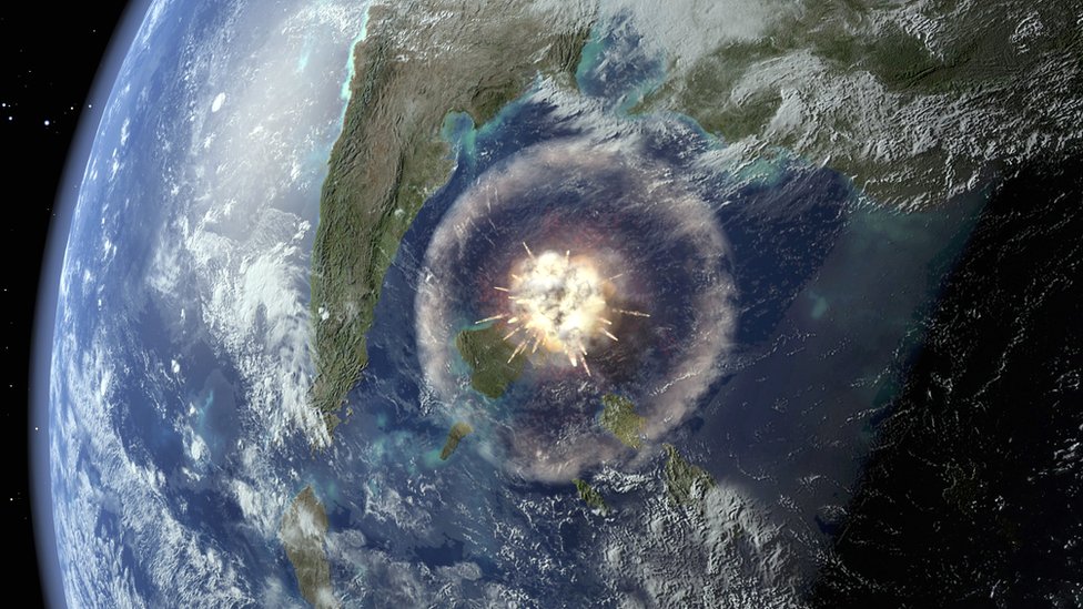 Ilustración del impacto de un asteroide