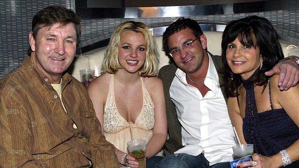 Singer Britney Spears and father Jamie (L)