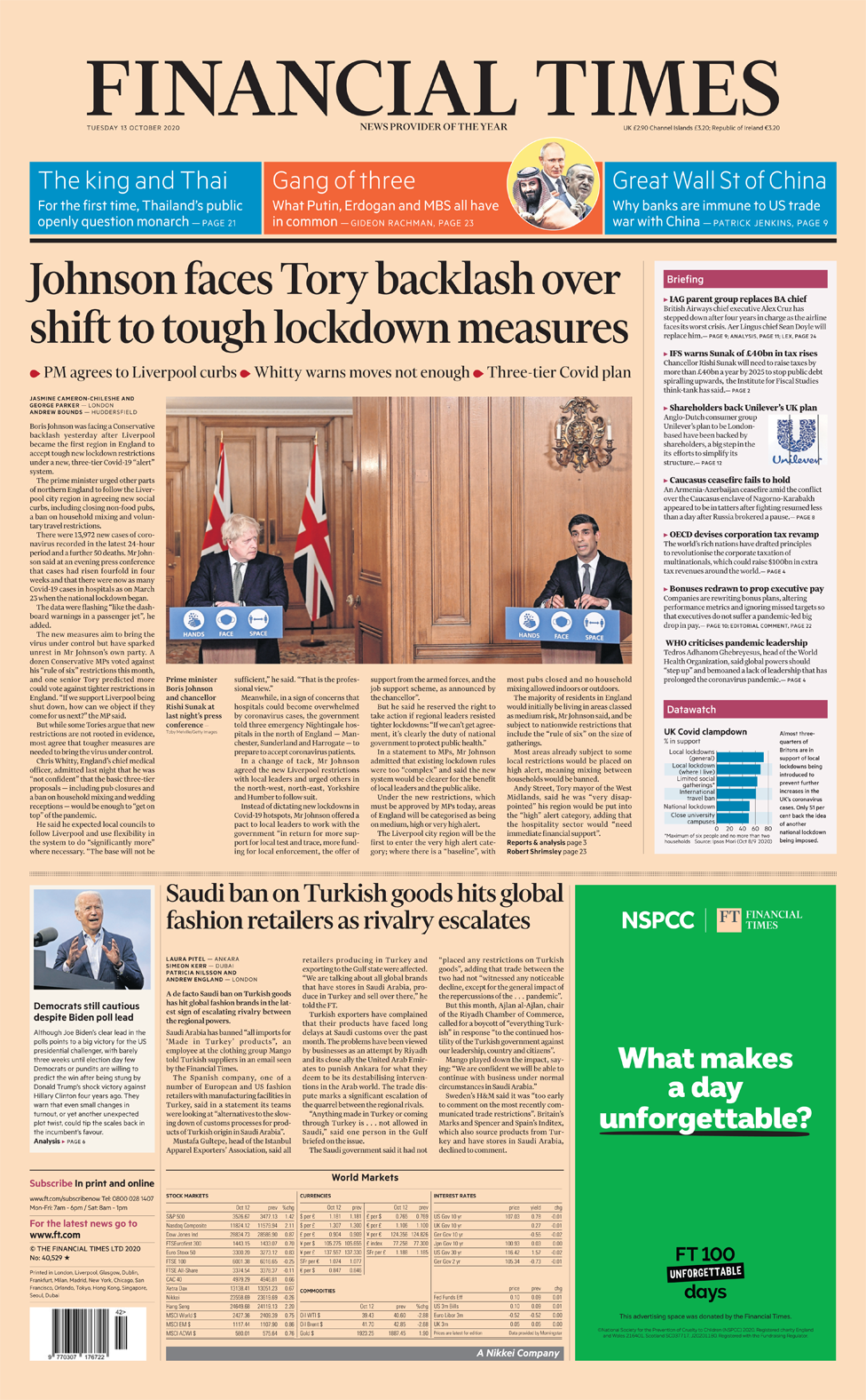FT front page 13/10/20