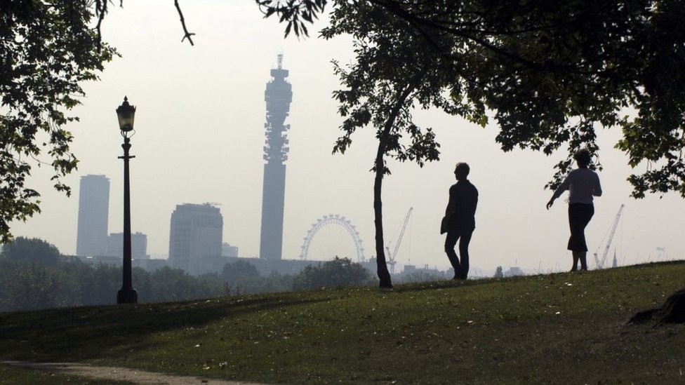 The BT Tower can be seen on the skyline in the distance from Primrose Hill