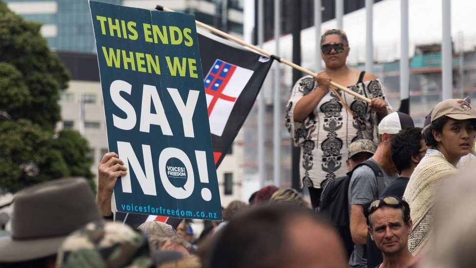 New Zealand anti-vax protesters inspired by Canada truckers camp outside parliament