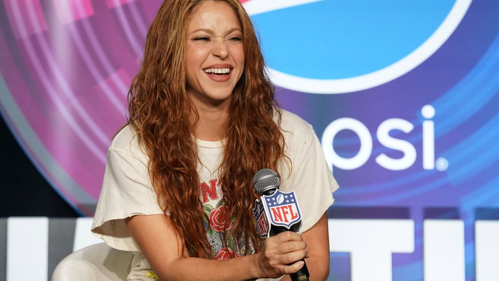 Shakira en la rueda de prensa antes del Super Bowl en 2020.