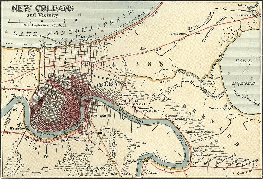 Mapa de Nueva Orleans y sus alrededores