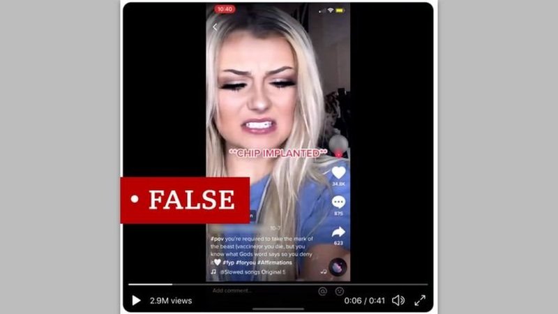 A TikTok user posted a video containing false allegations about using the Coronavirus vaccine to implant electronic chips inside people's bodies.