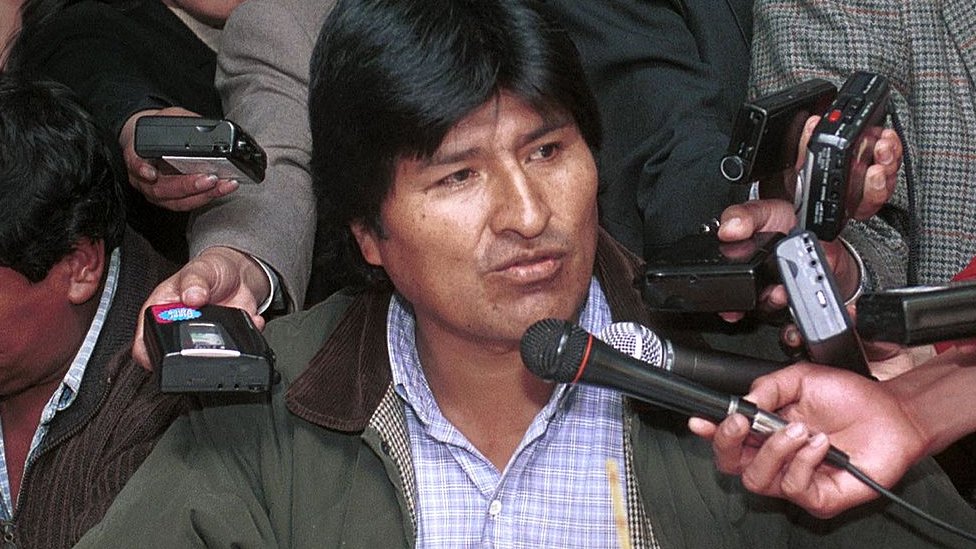Evo Morales en su época de líder cocalero