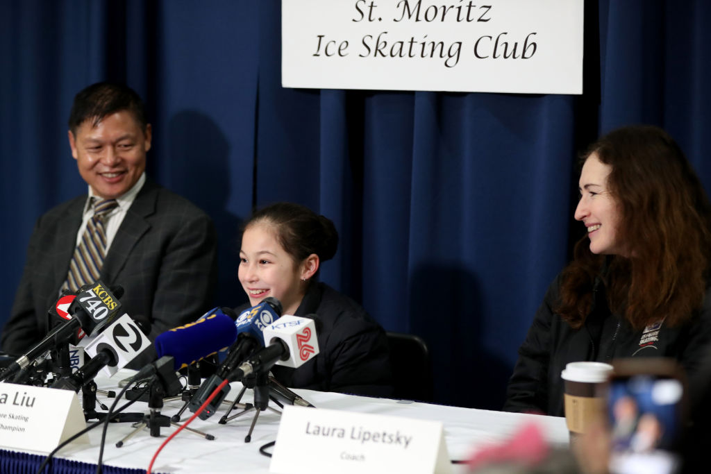 Arthur Liu y su hija, la patinadora olímpica Alyssa Liu, en 2019.