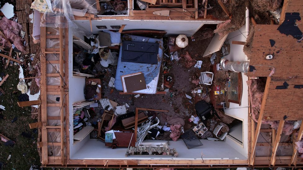 Drone footage shows scale of US tornado wreckage