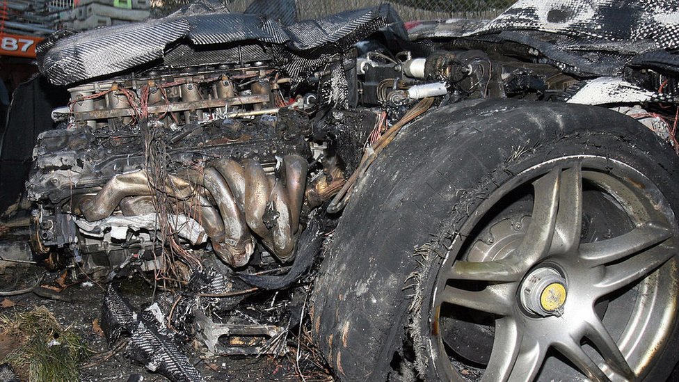Wreck of Kerimov's Ferrari