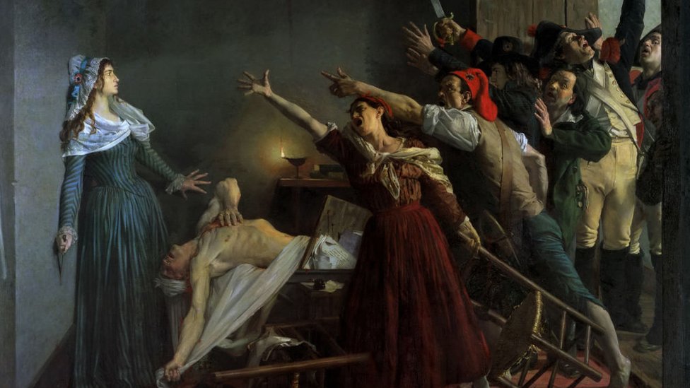 Pintura basada en el asesinato de Marat.