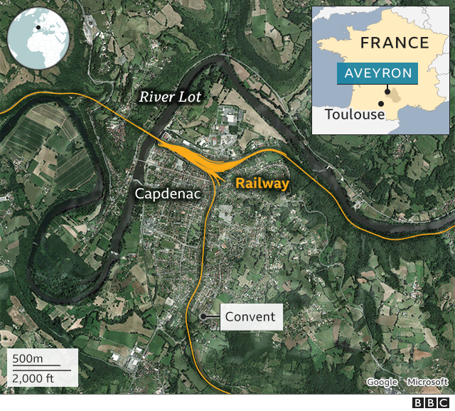 Mapa de Aveyron con monasterio