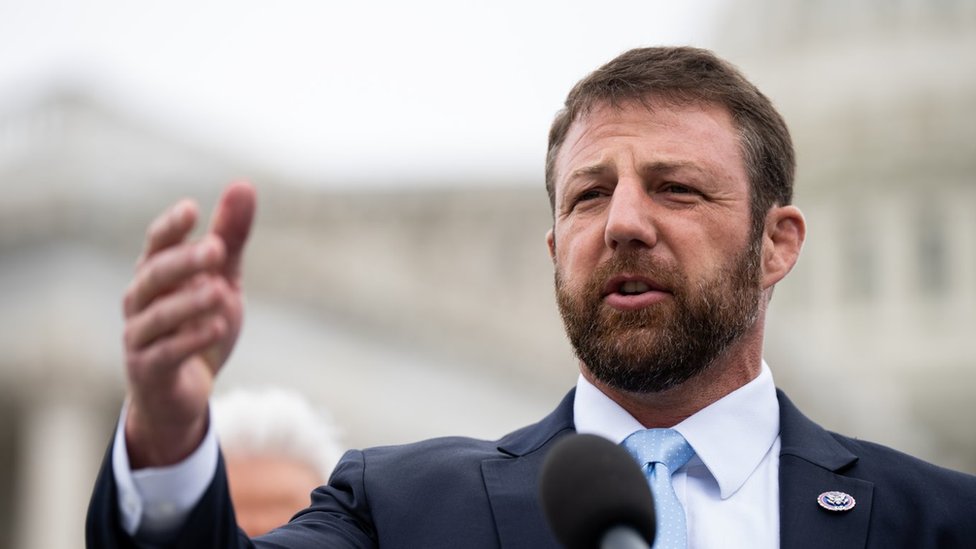 Markwayne Mullin speaks during the news conference on the Invest to Protect Act outside the Capitol on Thursday, 12 May 2022